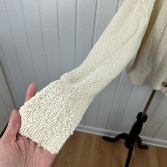 Free People Women Found My Friend Cardi Sweater Cardigan Cropped Cream Medium - Picture 5 of 11